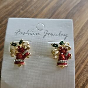 DIVAS LIMITED Red and Gold Festive Earrings